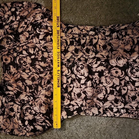 Ann Taylor wrap short puff sleeve blouse brown/black flower fairy fall 0 y2k - Picture 8 of 11